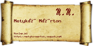 Metykó Márton névjegykártya